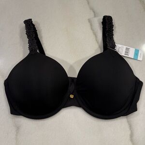 Natori Bra Size 34C Black Rose Dream Floral Design Straps NWT